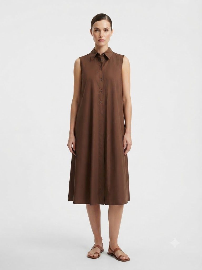 Classic Sleeveless Shirt Dress